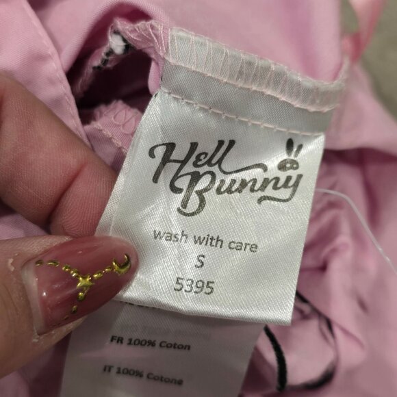 Hell Bunny Pink Spider Web Print Skirt size S Gothic Halloween Rockabilly - Picture 8 of 16